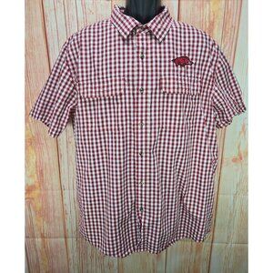 Arkansas Razorback Magellan Outdoors Red/White Plaid Short Sleeve Shirt XL